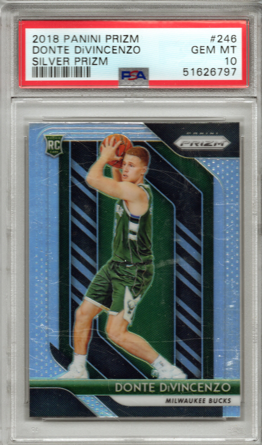 2018 Panini Prizm #246 Donte DiVincenzo Silver Prizm PSA 10 GEM MINT