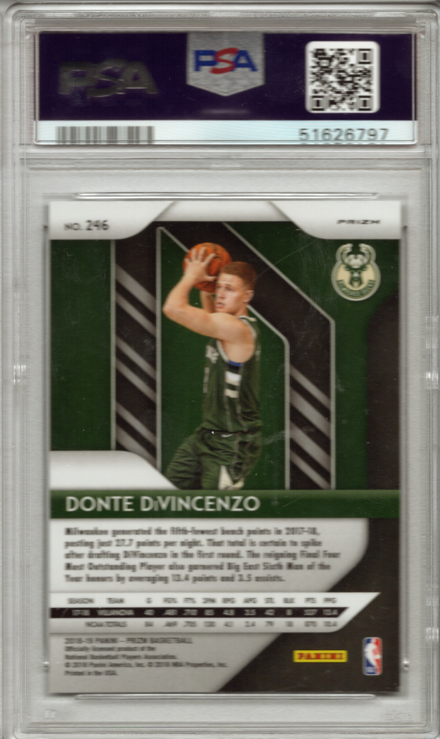 2018 Panini Prizm #246 Donte DiVincenzo Silver Prizm PSA 10 GEM MINT