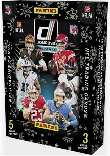2024 Donruss NFL Football Factory Sealed Winter Holiday Tin Box 15 Cards