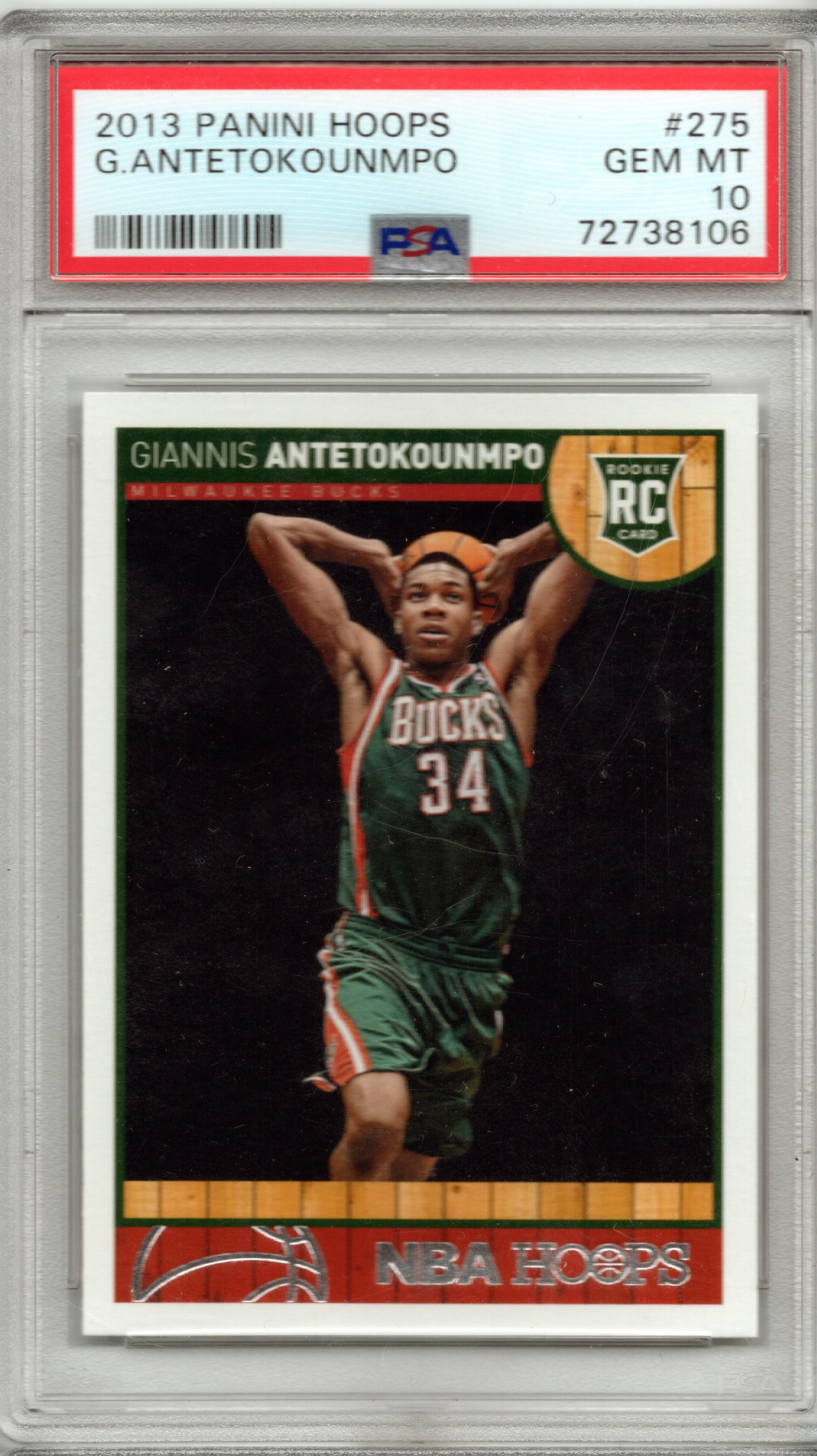 2013 Panini Hoops Giannis Antetokounmpo RC #275 PSA 10 GEM MINT