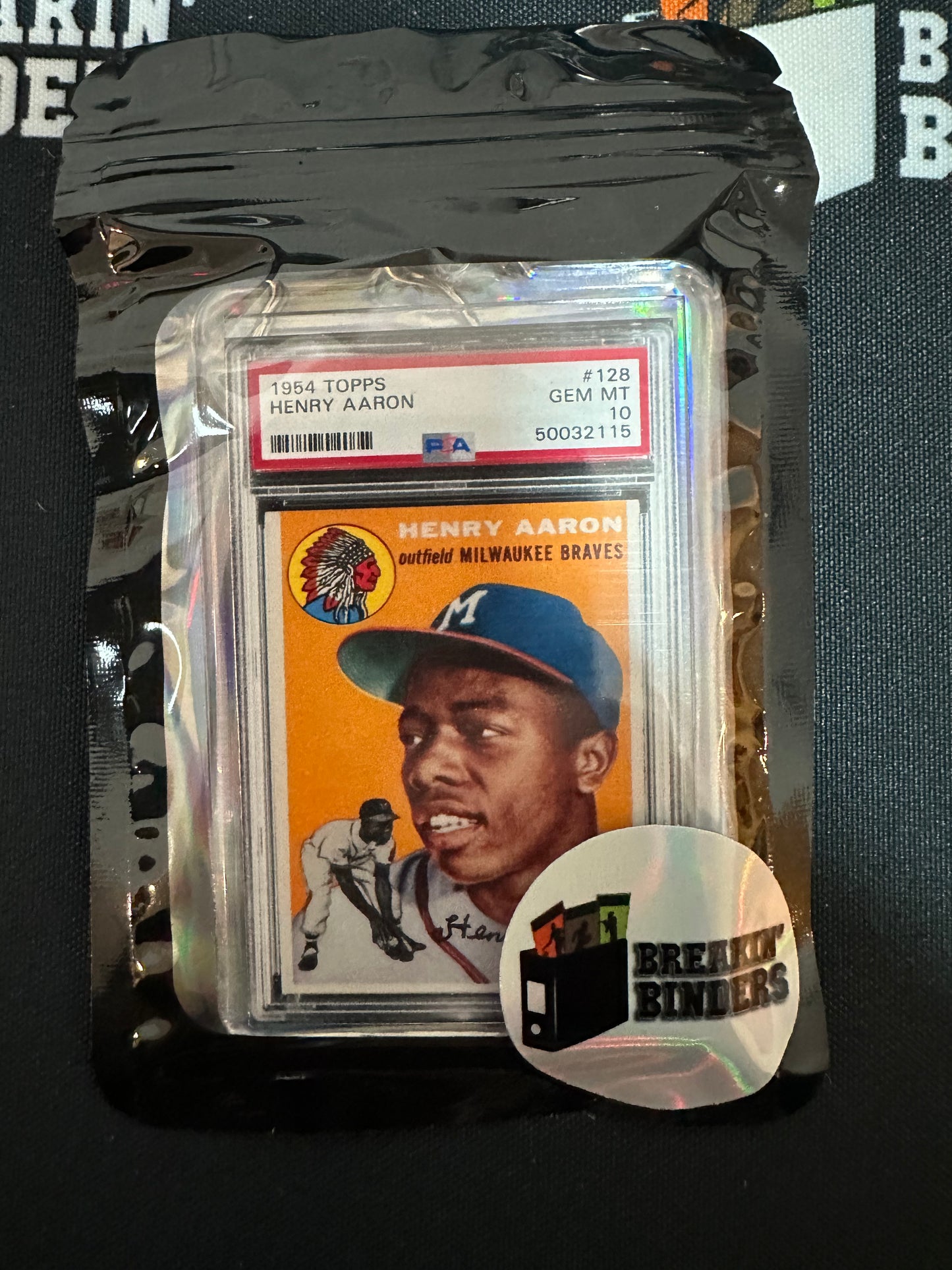 1954 Topps Henry Aaron PSA 10 GEM MT Breakin' Binders Keychain