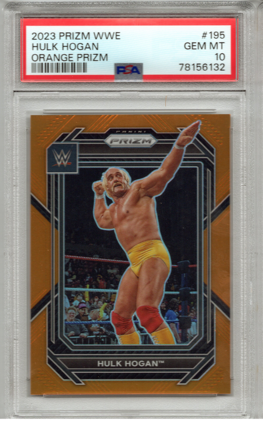 2023 Panini Prizm WWE Hulk Hogan Orange Prizm #195 PSA 10 GEM MINT