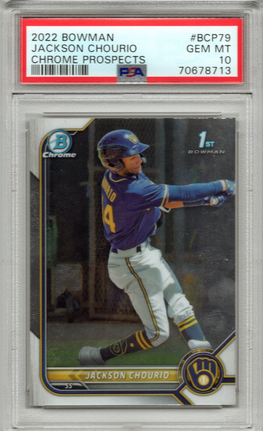 2022 Bowman Chrome Prospects Jackson Chourio #BCP79 PSA 10 GEM MINT