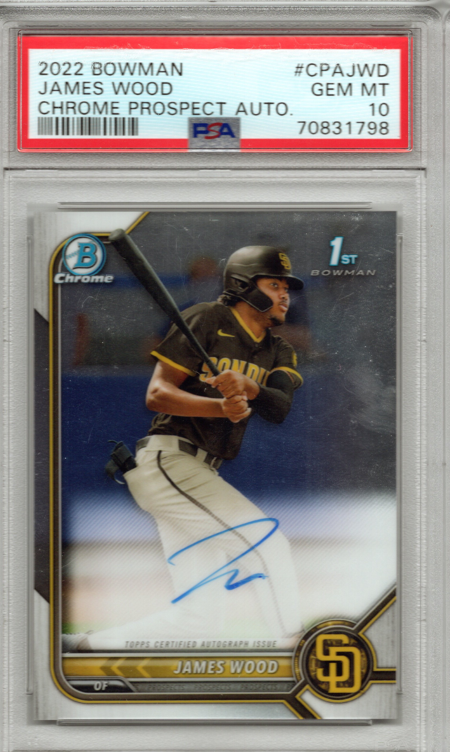 2022 Bowman Chrome Prospects James Wood Auto #CPAJWD PSA 10 GEM MINT