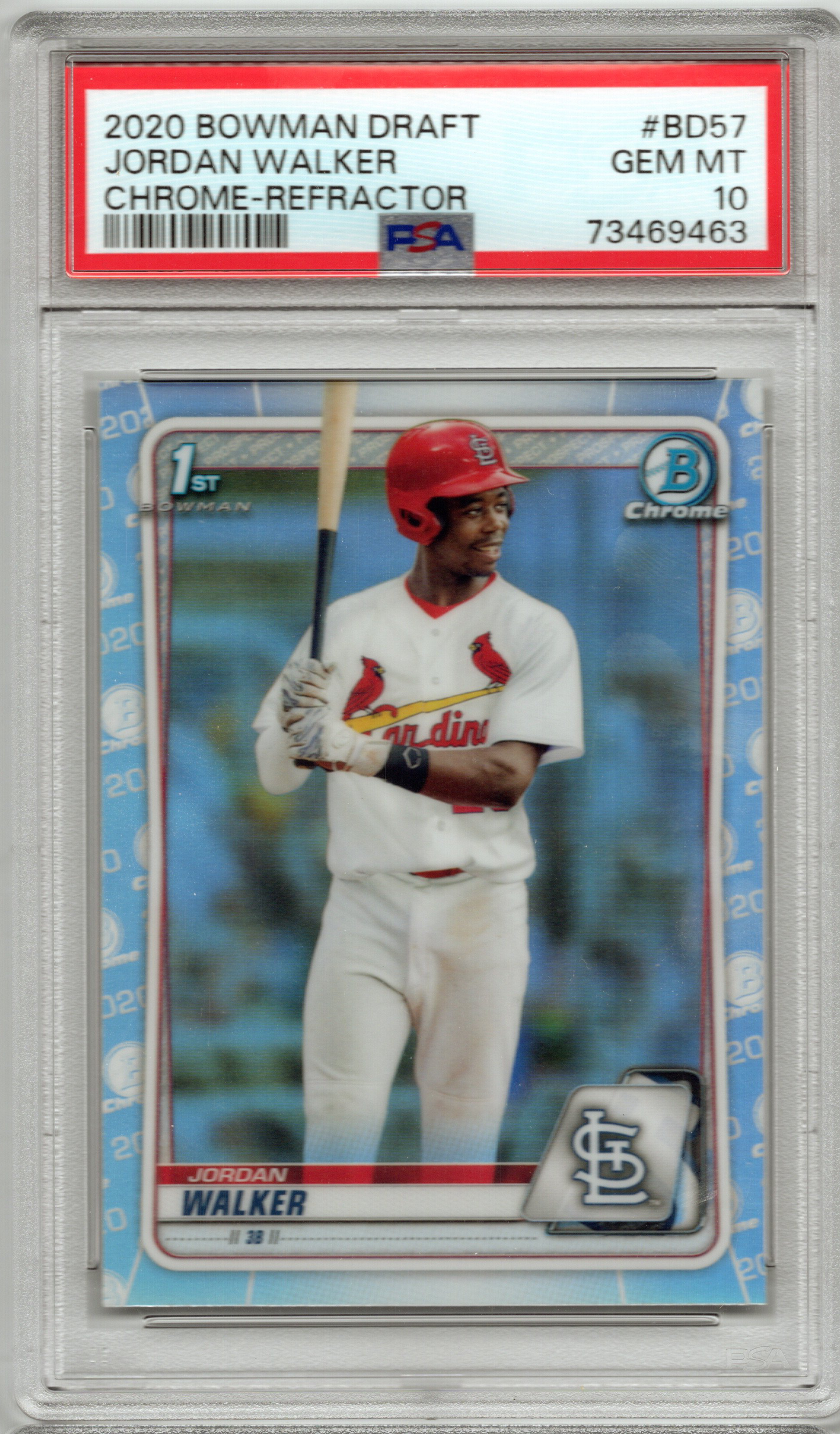 2020 Bowman Draft Jordan Walker 1st Bowman Chrome Refractor #BD57 PSA 10 GEM MINT