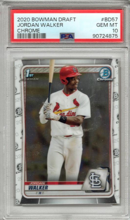 2020 Bowman Draft Chrome Jordan Walker #BD57 1st Bowman PSA 10 GEM MINT