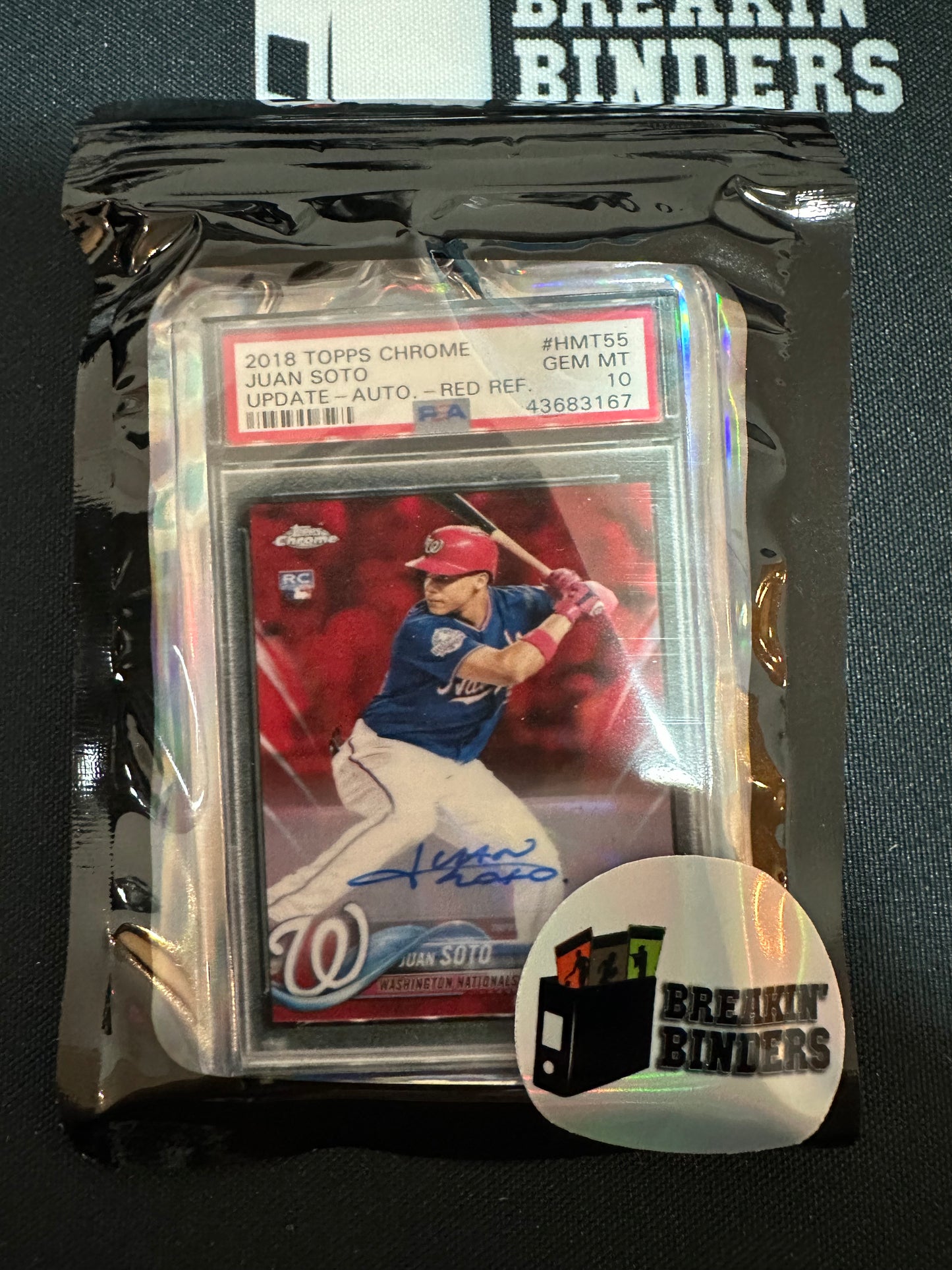 2018 Topps Chrome Update Juan Soto Auto PSA 10 GEM MT Breakin' Binders Keychain