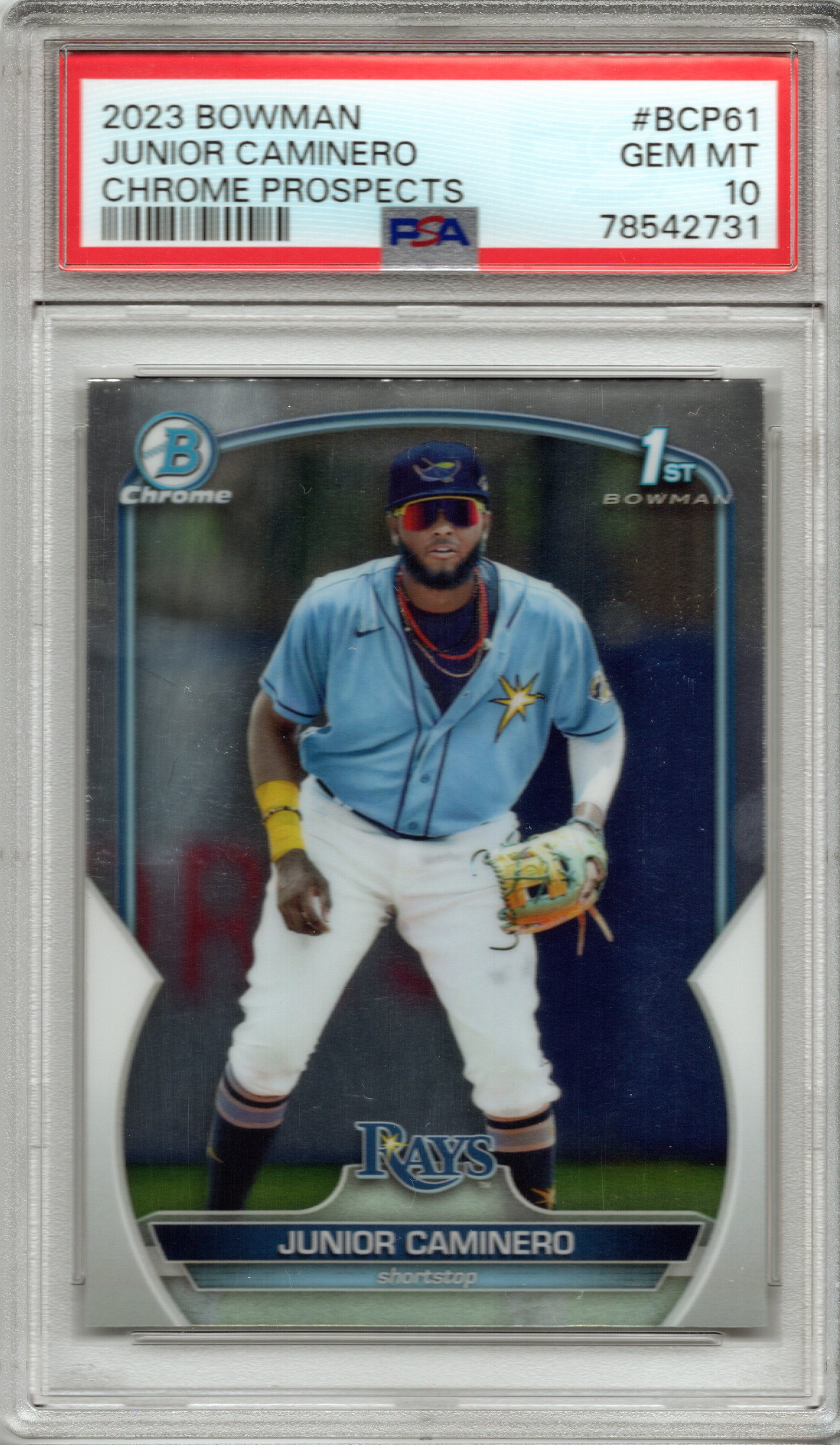 2023 Bowman Chrome Prospects Junior Caminero #BCP61 PSA 10 GEM MINT