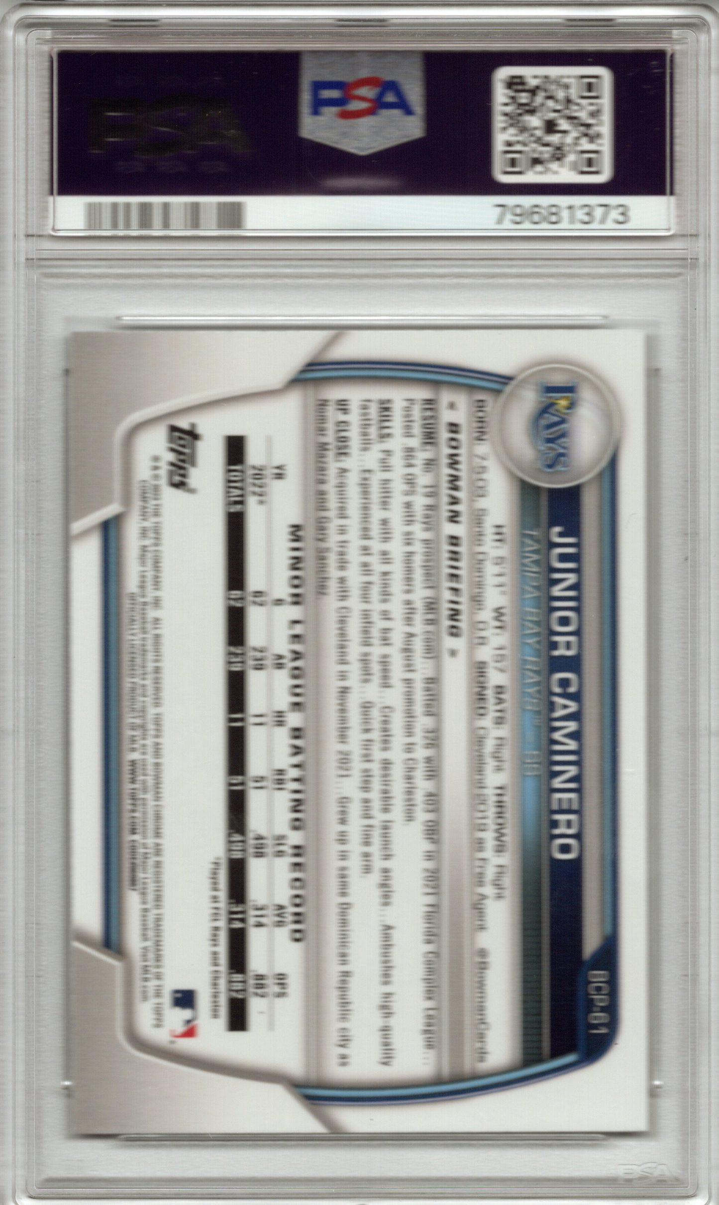 2023 Bowman Mega Box Chrome Junior Caminero First Bowman PSA 10 GEM MINT