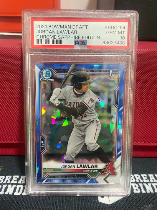 2021 Bowman Draft Jordan Lawlar Chrome Sapphire Edition #BDC194 PSA 10 GEM MT