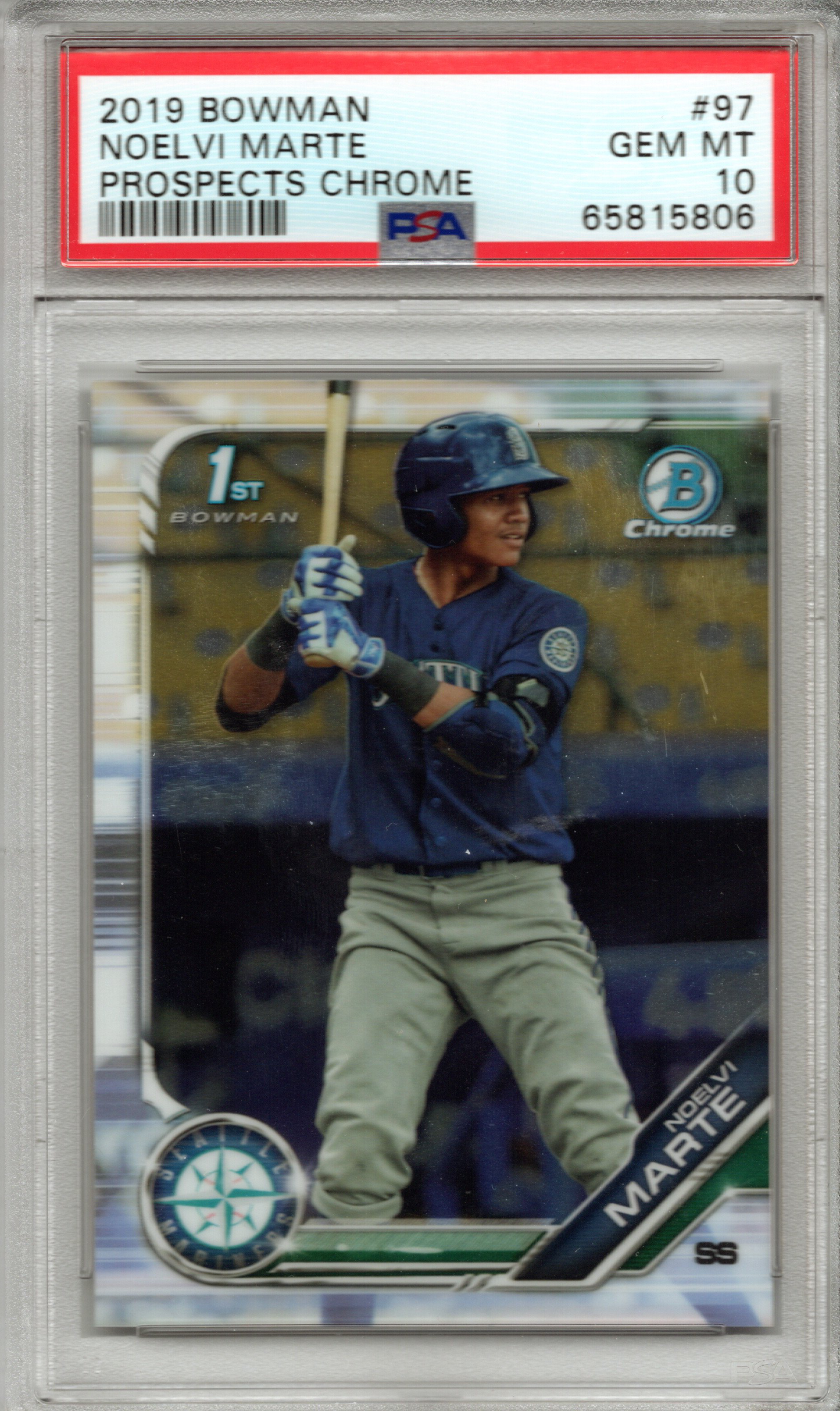 2019 Bowman Chrome Prospects Noelvi Marte #97 1st Bowman PSA 10 GEM MINT