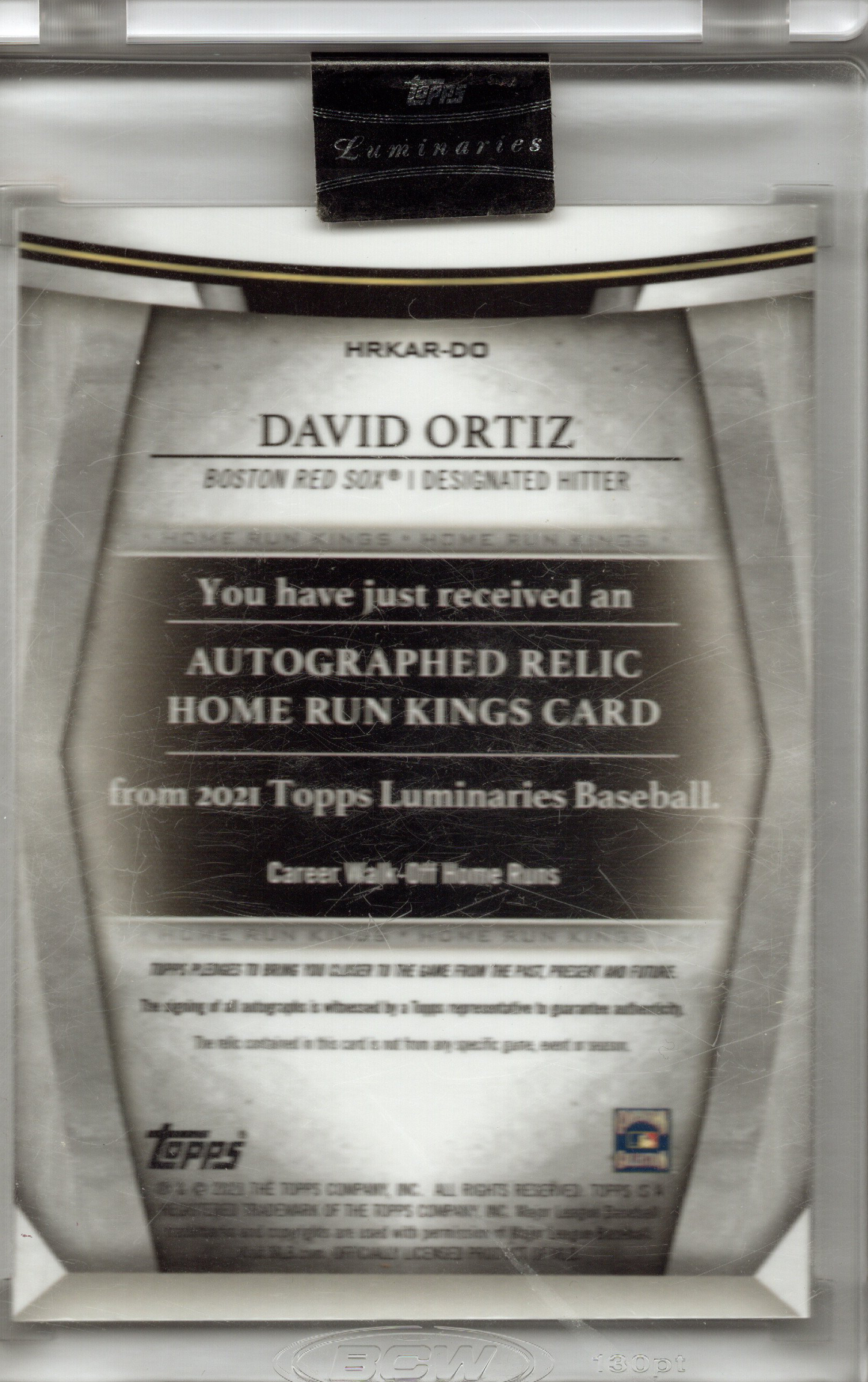 2021 Topps Luminaries David Ortiz Home Run Kings Auto Relic #HRKAR-DO