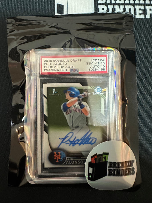 2018 Bowman Draft Pete Alonso Chrome DP Auto PSA 10 GEM MT Breakin' Binders Keychain