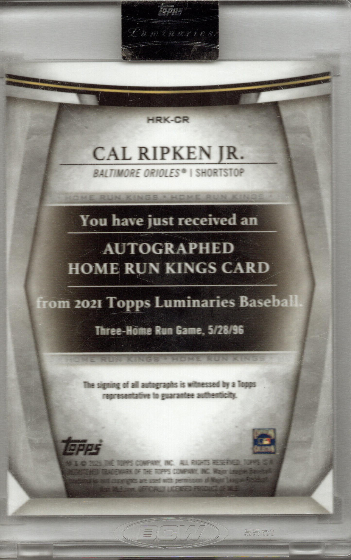 2021 Topps Luminaries Cal Ripken Jr. Auto 3/10 #HRK-CR