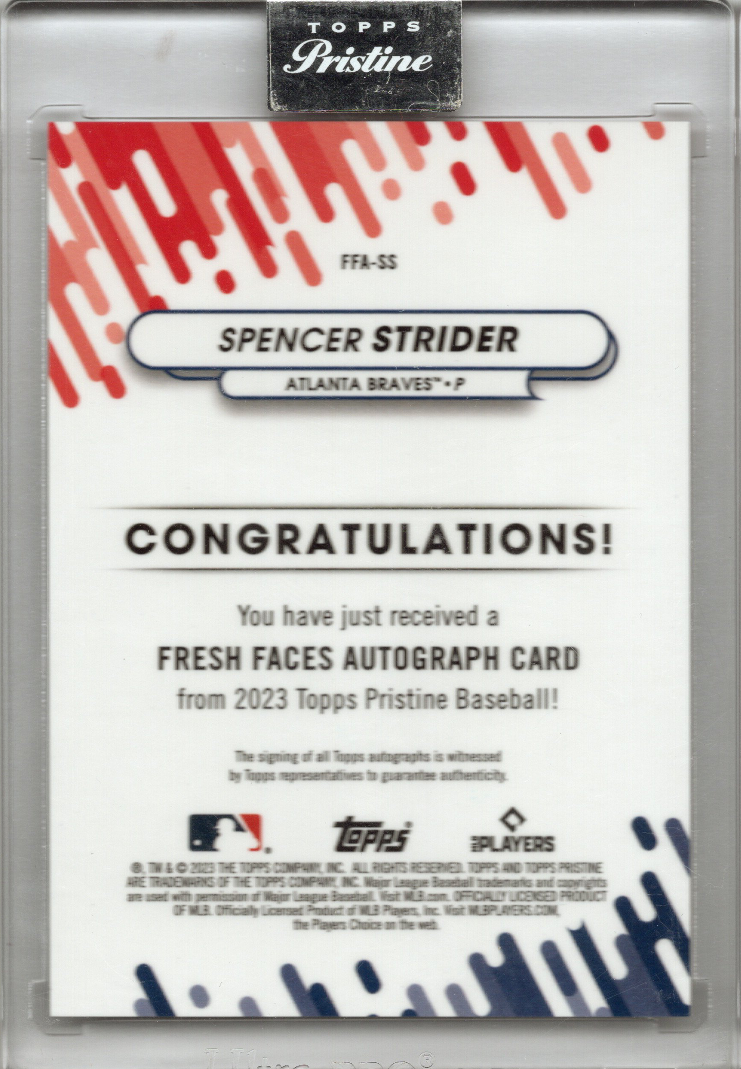 2023 Topps Pristine Spencer Strider Fresh Faces Auto #FFA-SS