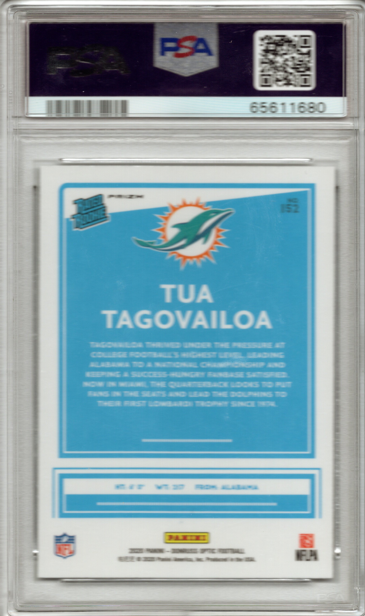 2020 Panini Donruss Optic Tua Tagovailoa Holo #152 PSA 10 GEM MINT