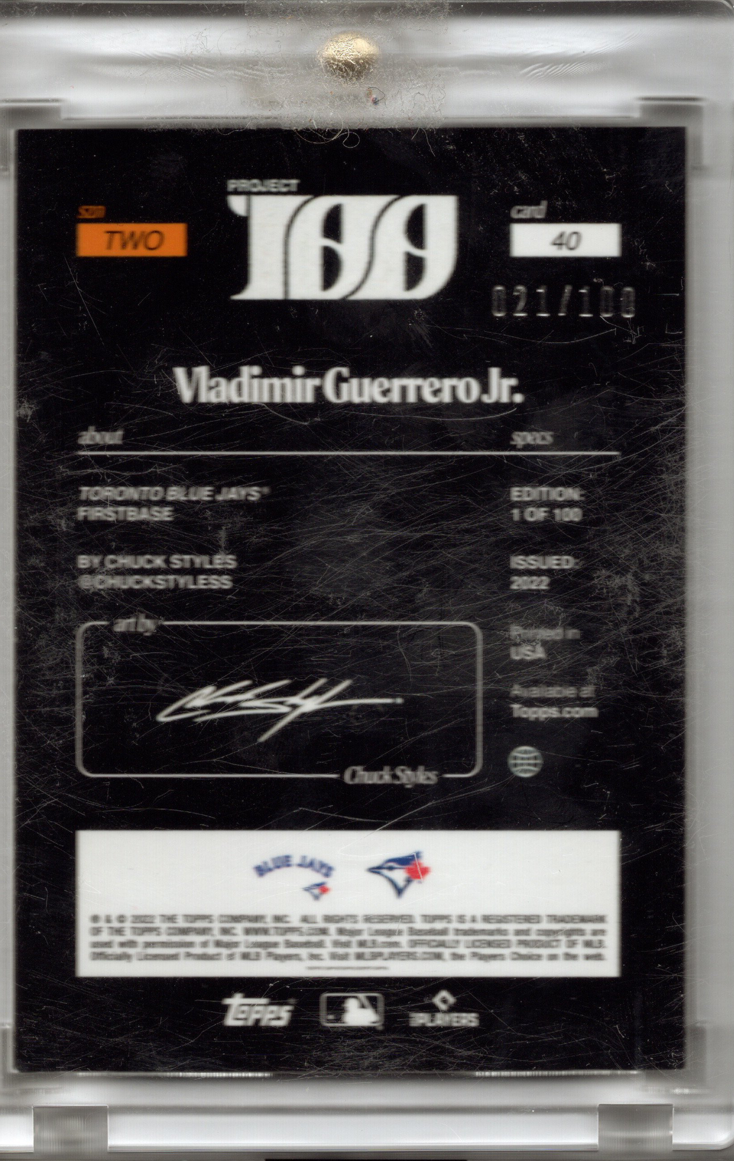 2022 Topps Project 100 #40 Vladimir Guerrero Jr. Silver Foil 21/100