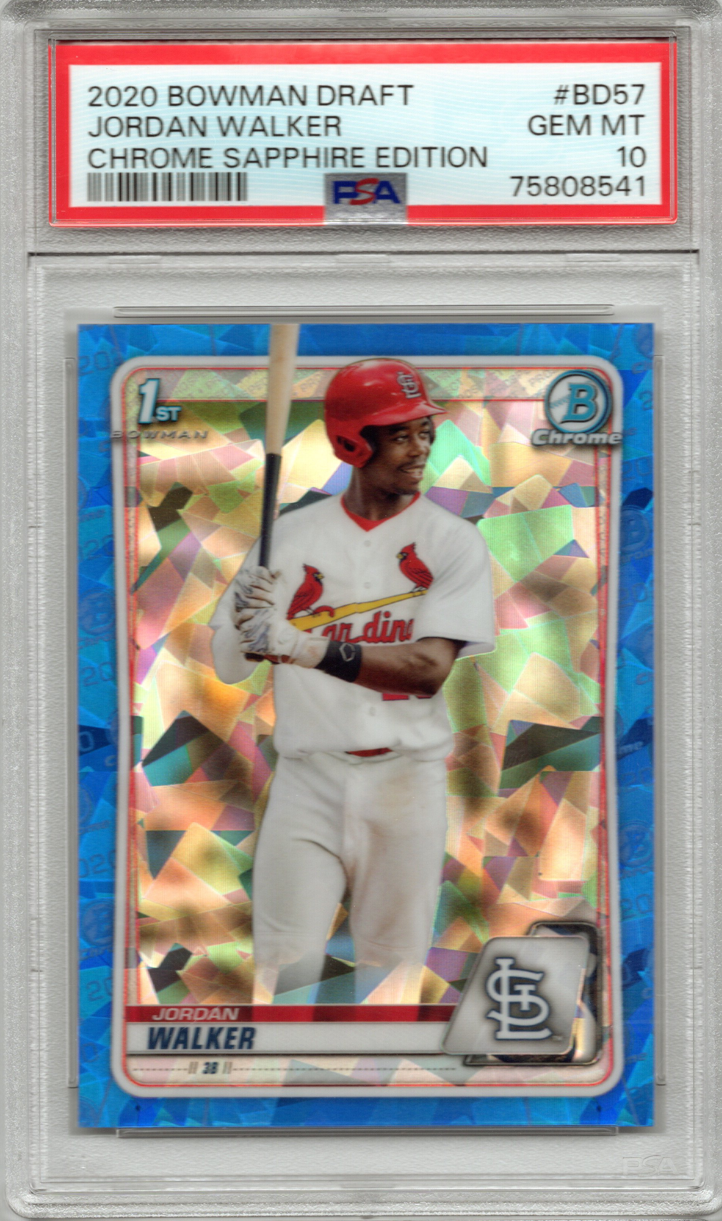 2020 Bowman Draft Chrome Sapphire Edition Jordan Walker #BD57 PSA 10 GEM MINT