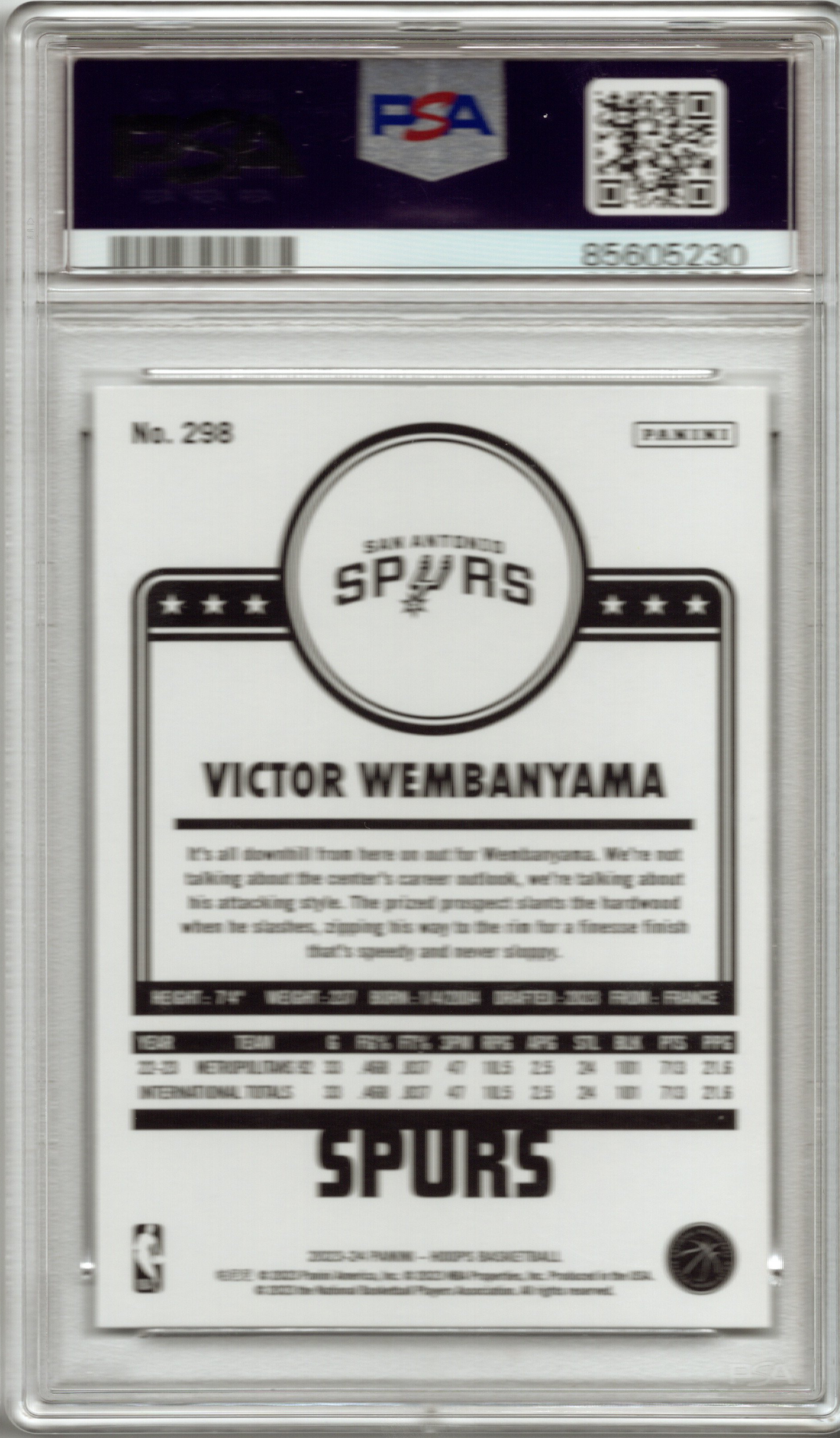 2023 Panini NBA Hoops Victor Wembanyama #298 PSA 10 GEM MINT